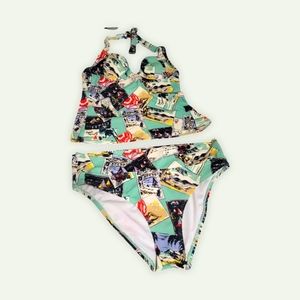 Victoria’s Secret Two-piece Helter Tankini Highwaist Binkini Beach Print 36A - M